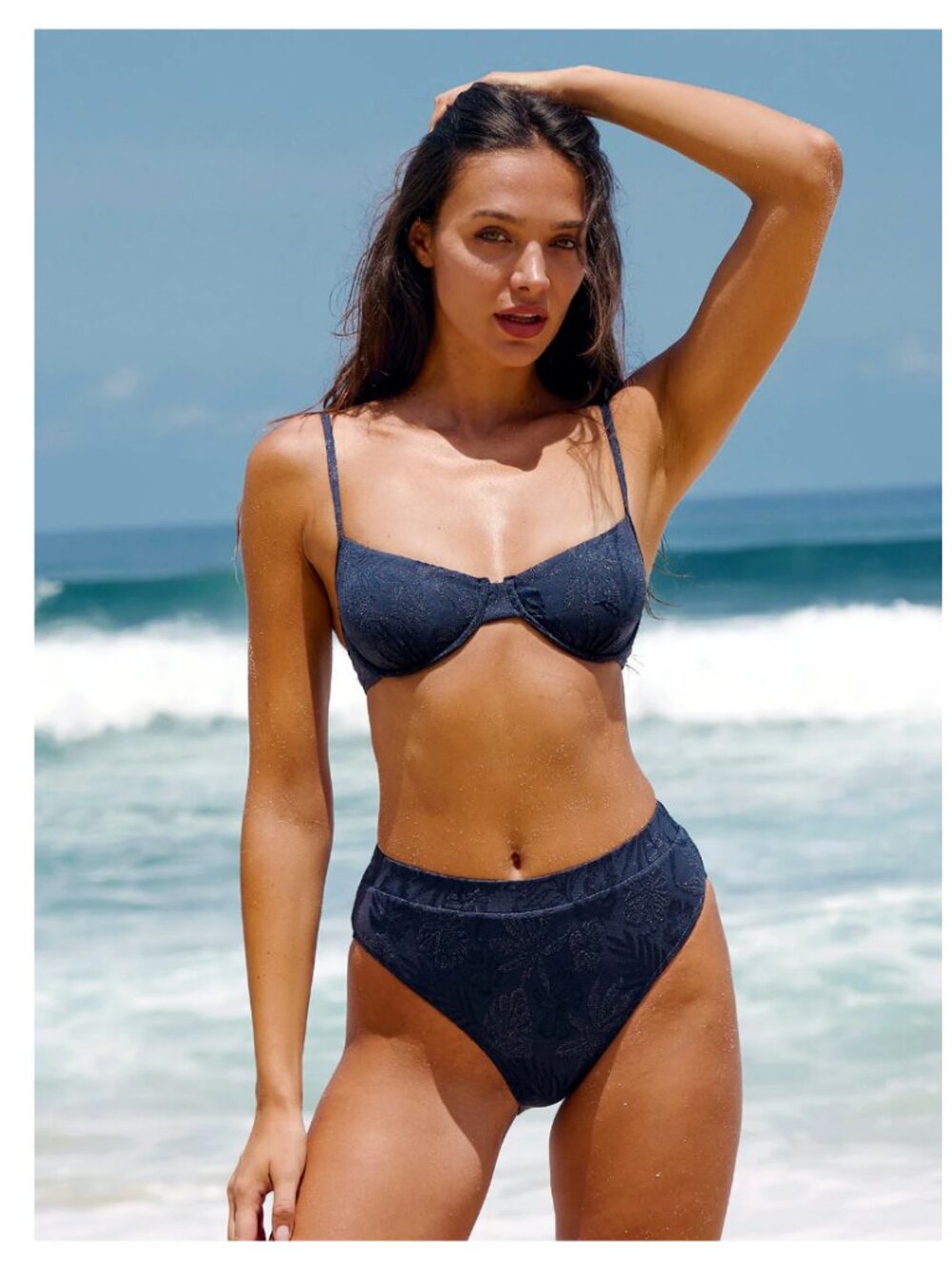 BERLOOK Shimmering Blue Textured Underwire Bikini Set XL NWT